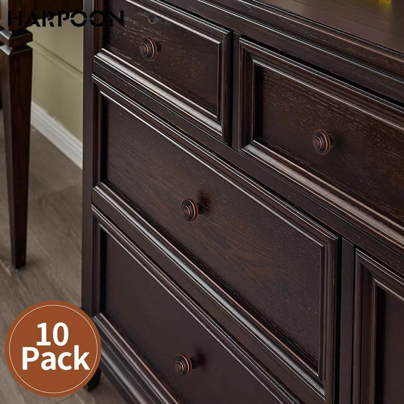 HARPOON Hardware Cabinet Drawer Knob 1-1/4â€˜â€™ Inch,Straight Top Ring Cabinet Drawer Round Pulls,10- Pack Antique Copper - Image 3